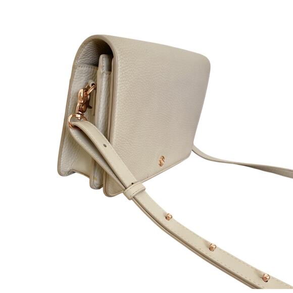 Dagne Dover Andra Pebbled Leather Neutral Crossbody Bone Shoulder Bag Medium - Picture 2 of 15